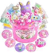 LAWOHO Bunny Clear Slime 300ml, Pink Clear Slime Kit for Girls Ages 8-12 with 8 Add-Ins, Slime fo...