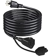 6FT Short Black Outdoor Power Extension Cord - Weatherproof Garden 3 Prong 16Gauge SJTW Grounded ...