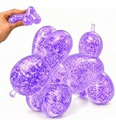Puffwize Dog Shaped Squeeze Toy, Glitter Balloon Animal Squishy (Purple) | Glitter balloon dog sq...