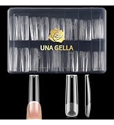 UNA GELLA Extra Long Tapered Sqaure Nail Tips, No C Curve Pre-file 120Pcs Square Press on Nails X...