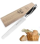 Lebabo 10" Inch Serrated Bread Knife, Professional Cake Knife, Bread Cutter, German High-Carbon S...