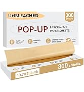Tchrules 300 Pcs Pop Up Parchment Paper Sheets, 10.7x15 Inch Unbleached Parchment Paper for Bakin...