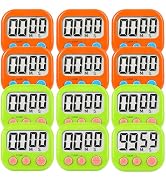 12 Pack Digital Kitchen Timer Small Classroom Timers for Kids Teachers (Orange&Green)