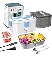 PHIWILLS 80W Electric Lunch Box 1.8L Container Food Warmer Heater, 12V/24V/110V Self Heating Lunc...