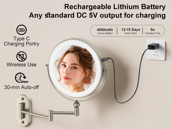 Wall Mounted Lighted Makeup Mirror