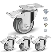 3 inch Caster Wheels, Casters Set of 4 Heavy Duty - CLOATFET Locking Swivel Casters with Brake (T...