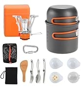 GEEKHOM Camping Cookware Set - Portable Backpacking Mess Kit with Camp Stove Pots & Pans, Carabin...