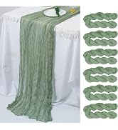 GIVERARE Table Runner Cheesecloth, 35x120in Gauze Boho Rustic Tabletop, 10ft Washable Cheese Clot...
