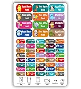 Personalized Labels - Cute Animal Designs. 52 Custom Labels for School, Daycare and Camp. Waterpr...