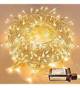 JMEXSUSS 300 LED String Lights Indoor Outdoor, Clear Wire Warm White Christmas Lights with 8 Mode...
