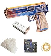MU Wooden Puzzle for Adult Desert Eagle-Blue Flame Defender Wood Gun Building, AK47 Revolver Rubb...
