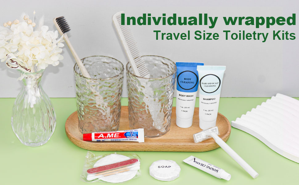 Disposable Travel Size Essential Bulk Toiletry Kits Pack