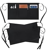 BOHARERS 3 Pack Server Aprons With 3 Pockets, Oil & Waterproof Waitress Waiter Short Half Waist A...
