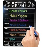 Dry Erase Magnetic Menu for Refrigerator A4 (8.5x12 inch) - Weekly Meal Planner for Fridge - Blac...