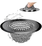 wokdada Sink Drain Strainer (Black): Flexible Anti-Slip Chainlink, 304 Stainless Steel. Upgraded ...