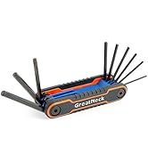 GreatNeck 74208 9 Piece Folding SAE Hex Key Set, Allen Key Set, Labeled Wrench Sizes, Easily Adju...