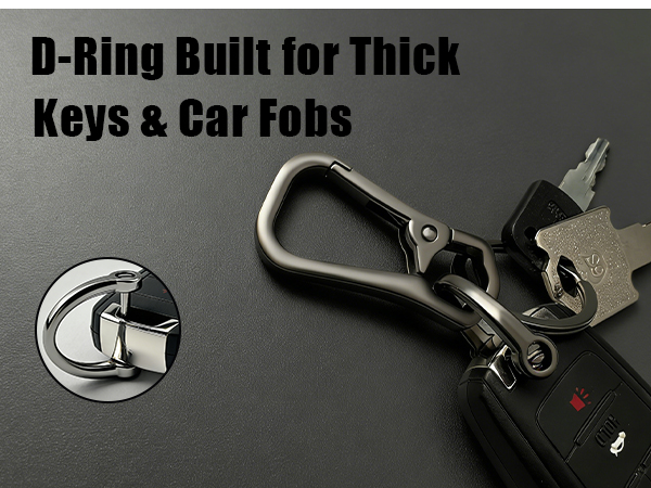 Metal Small Carabiner Clip with D-Ring, Specifically Designed for Thick Keys & Car Fobs, Daily Use