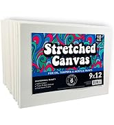 10 Pack Stretched Canvases for Painting, 9x12 Blank Rectangle Canvas Boards, Ideal for Acrylic, O...