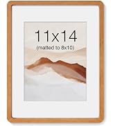 11x14 Picture Frame, USA-Sourced Walnut Wood Photo Frames with HD Tempered Glass, Handcrafted Rou...