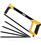 DOWELL Hand Saw 12-inch Hacksaw Frame Heavy Duty Adjustable 45/90 Angle Hacksaw with 5 Replaceabl...