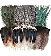 FeelfunFeather 50pcs Natural Feathers Bulk-6 Style Mixed Decorative Spotted Feathers,Peacock Feat...