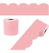 Carson Dellosa 65Ft of Dusty Rose Bulletin Board Borders, 1 Roll of Pink Scalloped Trim for Rolli...