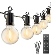 Brightown 38Ft Outdoor String Lights with Remote & 15 Shatterproof LED Bulbs - Waterproof Patio H...
