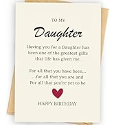 WowBefun, Daughter Birthday Card, Birthday Card Daughter, Happy Birthday Daughter, Daughter Birth...