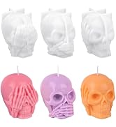 HUAKENER 3 Pack Skull Candle Molds, 3D Skull Resin Molds, Hear-no, Speak-no, See-no Skull Silicon...