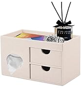 RHCSZ Square Tissue Box Cover with Drawers,Tissue Box Holder with Storage Tray,? Makeup Organizer...