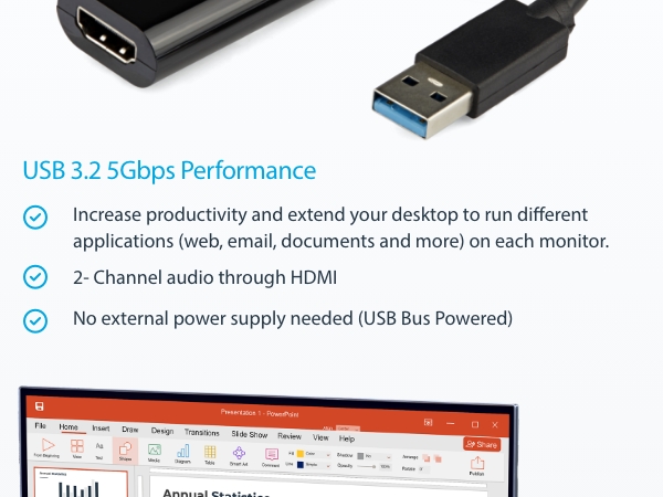 USB-A to HDMI Display Adapter
