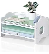 WALI Desk File Organizer, 2 Tier Stackable Desktop Paper Letter Tray Organizer with Handle, Offic...
