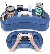 Couch Cup Holder Pillow Tray with 6 Slots, Gaming Pillow Couch Cupholder Tray with Armrest Cushio...