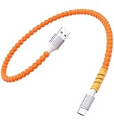 AHFYCIH 60W Beaded USB A to USB C Carplay Cable 1FT Short for iPhone 17 Pro Max 16 15,45W 40W 3A ...