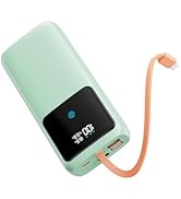 Laptop Power Bank, 24000mAh 65W Fast Charging Portable Charger with Built-in Cable, USB C Battery...