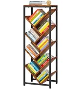 IBUYKE 9 Tier Tree Bookshelf, Floor Standing Wood Bookshelf for Narrow Space, Storage Organizer B...