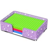 Kucle Sticky Note Holder, Glitter Purple Acrylic Notepad Holder 4x6 in Self-Stick Note Dispenser ...