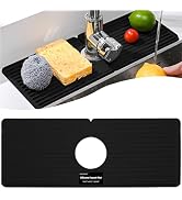 Amyandone Faucet Mat for Kitchen Sink, Silicone Faucet Handle Drip Catcher Tray, Drying Mat as Sp...