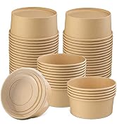 Huaiid Paper Bowl With Lids, 37 oz Kraft Paper Food Container, Paper Soup Bowls,Disposable Paper ...