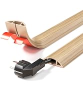 5-ft Floor Cord Cover, Self-Adhesive Cable Covers for Wires, White Oak | WUITAOUY Wood-Grain Powe...