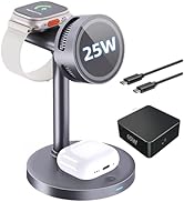 Qi2.2 25W Wireless Charging Station,3 in 1 Magnetic Wireless Charger with TEC Active Cooling, Equ...