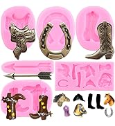 ZiXiang Horse Silicone Mold Horseshoe Fondant Molds Cowboy Boot Molds Saddle Feather Arrow Mold F...