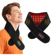 Cordless Neck Heating Pad for Pain, Neck Massager with 660nm 850nm Red Light, Heated Neck Wrap wi...