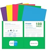 Two Pocket Folders, PANDRI 100 Pack 2 Pocket Folders, Letter Size Paper File Folder for School Of...