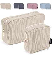 MAGEFY Small Makeup Bag for Purse Mini Cosmetics Bag Corduroy Cute Cosmetic Pouch for Women with ...
