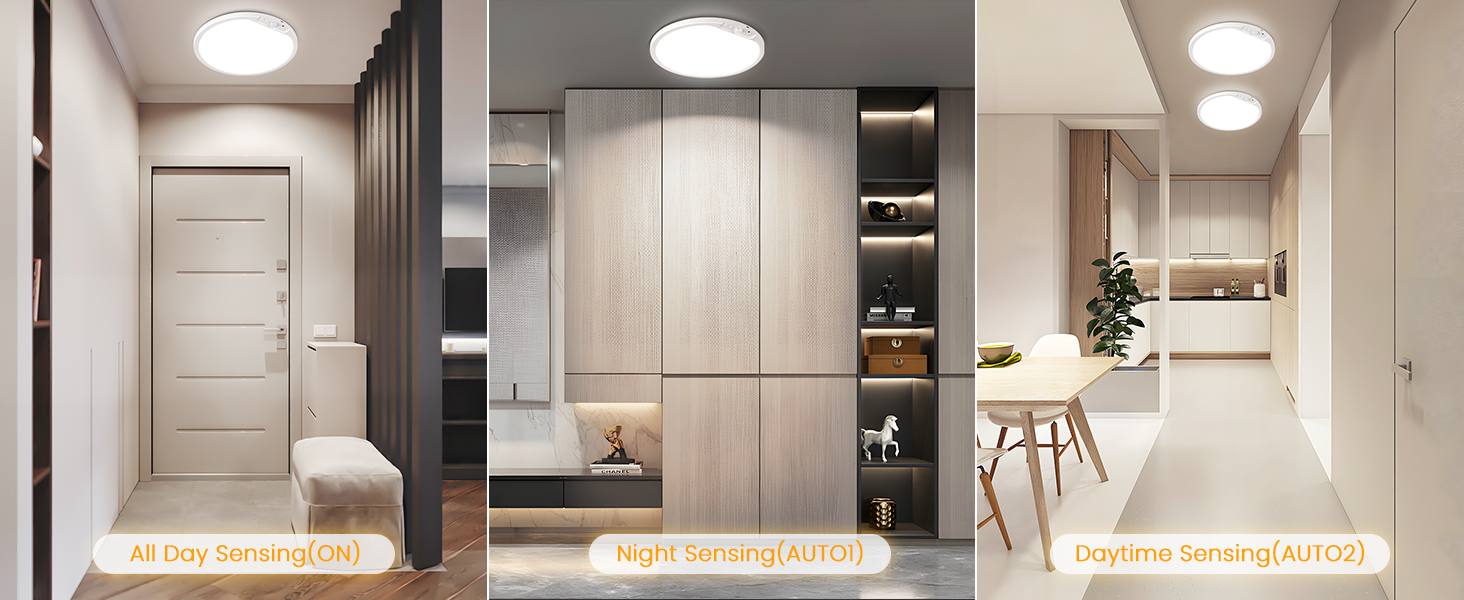 3 light sensing modes auto on