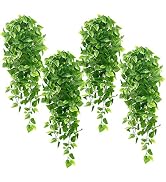 Tiyard 4pcs Artificial Hanging Plants Outdoor for Porch 3.6ft Fake Vine Ivy for Wall Home Garden ...