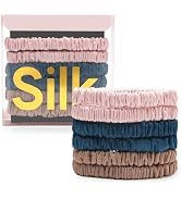 6Pcs Silk Hair Ties Small 22 Momme 100% Pure Mulberry Silk Scrunchies for Women Girls Thin Skinny...
