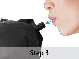 Add air by mouth if needed