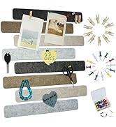 YOUDEFUL 8Pcs Bulletin Board Strips,Black Brown Gray Felt Pin Board Bar Strips with 50 Pushpins, ...